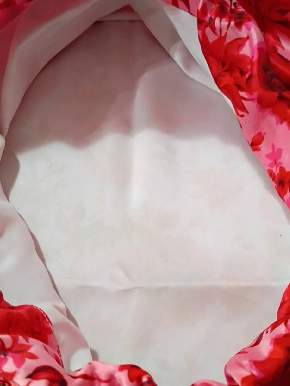 ban.do NWT Pink Satiny Drawstring Backpack with Red Floral Print